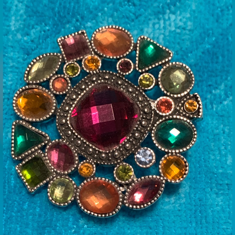 Multicolor Gemstone Brooch